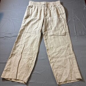 Quince Wide-Leg Linen Blend Pants in Natural Cream
